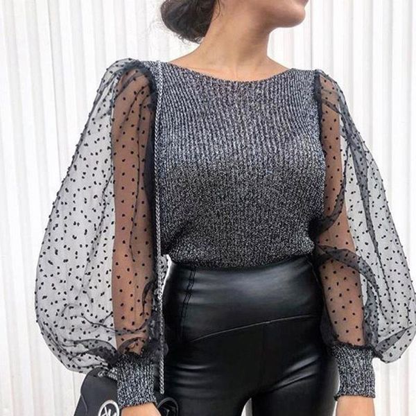 women's blouses & shirts women puff sleeve pullover sweater blouse loose jumper sheer mesh dot shirt, White
women's blouses & shirts women puff sleeve pullover sweater blouse loose jumper sheer mesh dot shirt, White
