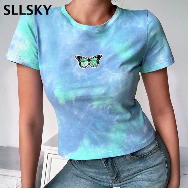 women's t-shirt sllsky butterfly embroidery o-neck women 2021 summer casual contrast tie dye slim short cotton soft t shirt, White
women's t-shirt sllsky butterfly embroidery o-neck women 2021 summer casual contrast tie dye slim short cotton soft t shirt, White