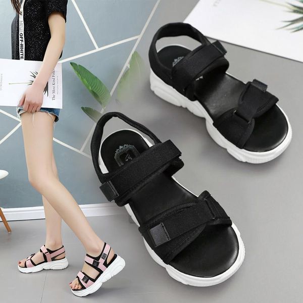 sports sandals women 2021 summer new wild student shoes thick bottom increased heel sandals., Black
sports sandals women 2021 summer new wild student shoes thick bottom increased heel sandals., Black