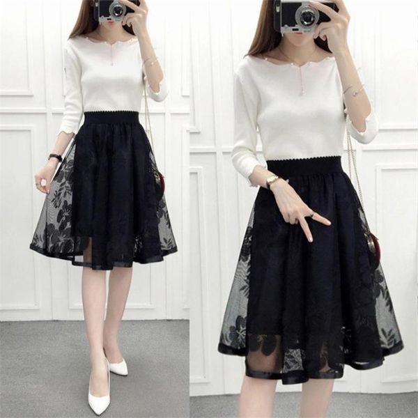 summer elastic high waist slimming simple black lace skirt all-match casual women a-line short 210527
summer elastic high waist slimming simple black lace skirt all-match casual women a-line short 210527