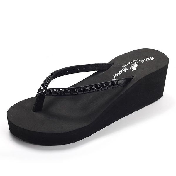 slippers 2021 summer rhinestone high heel flip flops ladies casual beach thick bottom non-slip sandals women's shoes, Black
slippers 2021 summer rhinestone high heel flip flops ladies casual beach thick bottom non-slip sandals women's shoes, Black