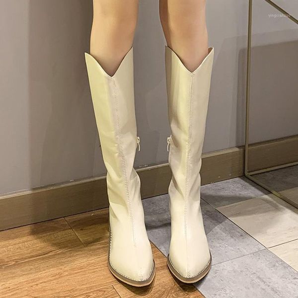boots waterproof pu leather western woman fashion zipper pointed toe knee high square heel botas mujer 20211, Black
boots waterproof pu leather western woman fashion zipper pointed toe knee high square heel botas mujer 20211, Black