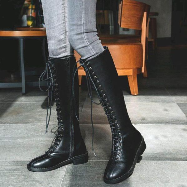 boots 2021 fashion women's knee-length lace-up high comfortable non-slip platform leather over the knee knight, Black
boots 2021 fashion women's knee-length lace-up high comfortable non-slip platform leather over the knee knight, Black