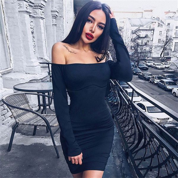 solid slash neck long sleeve mini dress casual black bodycon dress basic office lady autumn dresses women backless dress, Black;gray
solid slash neck long sleeve mini dress casual black bodycon dress basic office lady autumn dresses women backless dress, Black;gray