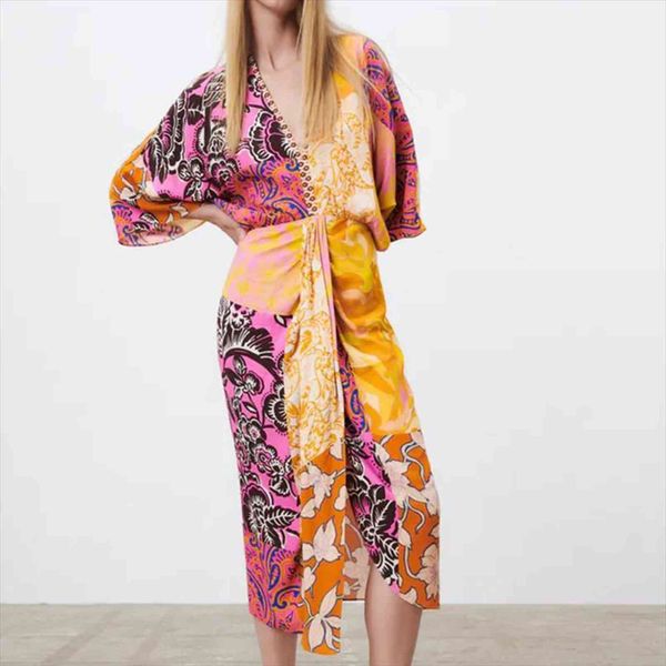 za summer patchwork print women dresses pleated elegant fashion ruched long sleeve slit, Black;gray
za summer patchwork print women dresses pleated elegant fashion ruched long sleeve slit, Black;gray