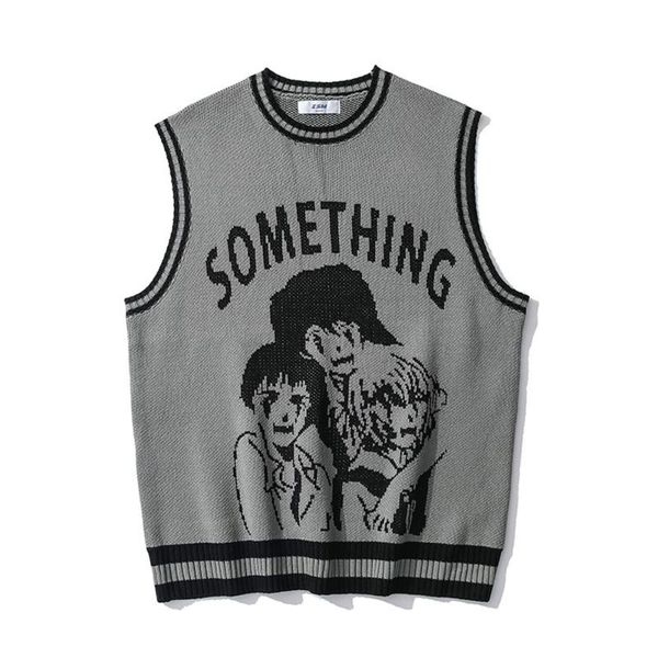 women's sweaters 2021 college knitted vest men women street hip hop casual band cartoons anime pattern loose sleeveless, White;black
women's sweaters 2021 college knitted vest men women street hip hop casual band cartoons anime pattern loose sleeveless, White;black