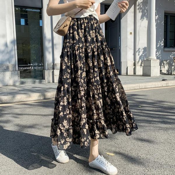 skirts vintage floral print a-line long skirt women 2021 spring summer chiffon pleated kirts ladies high waist midi wild, Black
skirts vintage floral print a-line long skirt women 2021 spring summer chiffon pleated kirts ladies high waist midi wild, Black