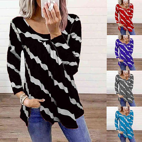 women ladies fashion o-neck striped long sleeve casual loose elegant ladies shirt streetwear, White
women ladies fashion o-neck striped long sleeve casual loose elegant ladies shirt streetwear, White