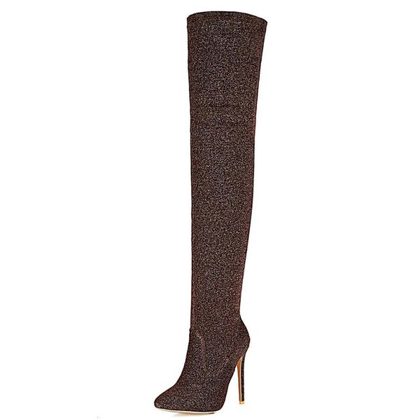 pointed finger super stiletto elastic glitter blend fashionable matted sequins women's long-tube boots bl86, Black
pointed finger super stiletto elastic glitter blend fashionable matted sequins women's long-tube boots bl86, Black