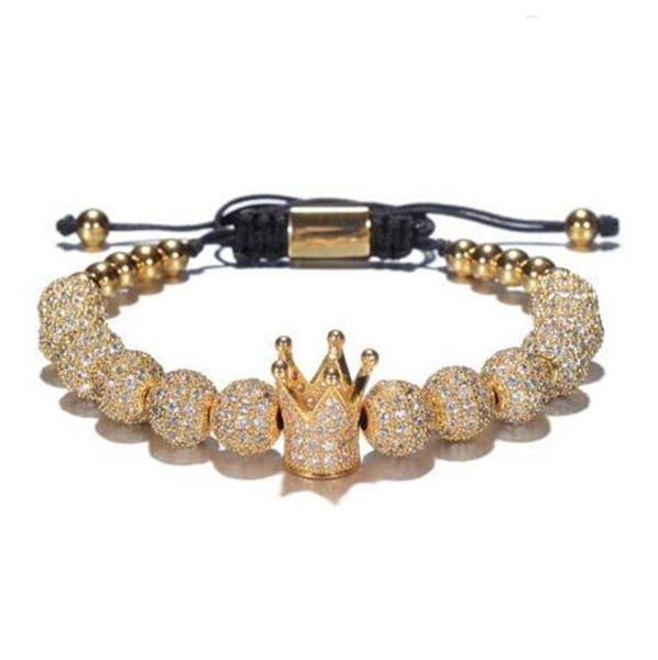 charm bracelets zircon men jewelry cz imperial crown micro pave round braided macrame bracelet, Golden;silver
charm bracelets zircon men jewelry cz imperial crown micro pave round braided macrame bracelet, Golden;silver