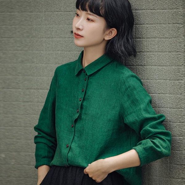 women's blouses & shirts women 2021 spring autumn cotton linen loose female solid color casual ladies long sleeve buttons q330, White
women's blouses & shirts women 2021 spring autumn cotton linen loose female solid color casual ladies long sleeve buttons q330, White