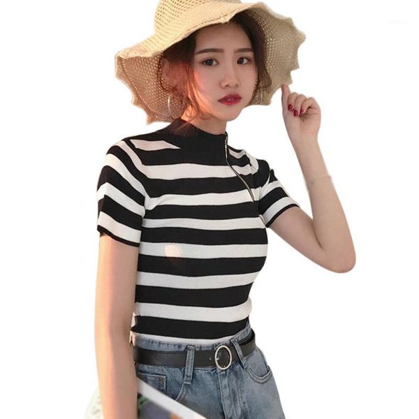 women's t-shirt 2021 spring summer students fashion all-match korean stand striped casual slim knitted short sleeve, White
women's t-shirt 2021 spring summer students fashion all-match korean stand striped casual slim knitted short sleeve, White