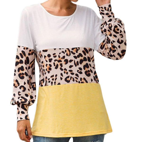 women's t-shirt women color block t-shirt, leg-of-mutton sleeve round neck leopard print pullover autumn loose top, White
women's t-shirt women color block t-shirt, leg-of-mutton sleeve round neck leopard print pullover autumn loose top, White
