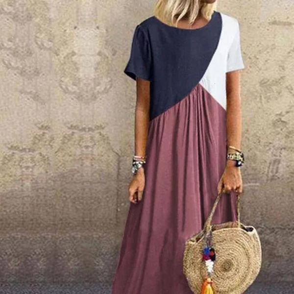 plus size womens dress loose o neck short sleeve summer dresses patchwork ankle length vestidos vintage sukienki damskie, Black;gray
plus size womens dress loose o neck short sleeve summer dresses patchwork ankle length vestidos vintage sukienki damskie, Black;gray