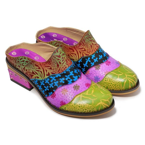 slippers summer beach shoes woman breathable retro flower backless slip-on flats zapatos genuine leather square heel 4cm, Black
slippers summer beach shoes woman breathable retro flower backless slip-on flats zapatos genuine leather square heel 4cm, Black