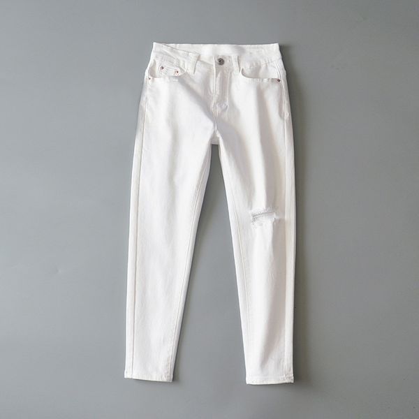 jeans b8528 - korean women's wear simple high waist and thin perforated for women in summer of 2021, Blue
jeans b8528 - korean women's wear simple high waist and thin perforated for women in summer of 2021, Blue