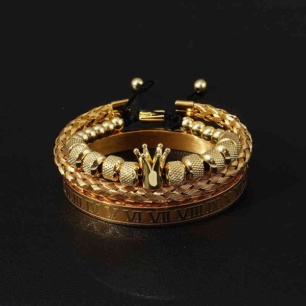 bangle bracelets selling men's pure hand woven beaded crown three piece stainless steel roman number, Golden;silver
bangle bracelets selling men's pure hand woven beaded crown three piece stainless steel roman number, Golden;silver