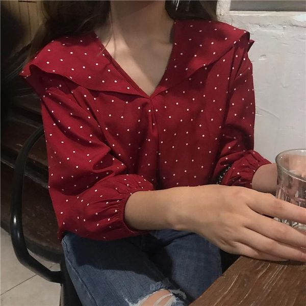 korean polka dot women blouses spring summer preppy style female loose blouses chic ruffles collar ladies long sleeve, White
korean polka dot women blouses spring summer preppy style female loose blouses chic ruffles collar ladies long sleeve, White