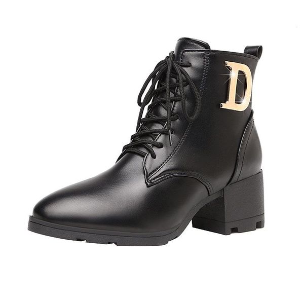 boots 2021 solid leather autumn ankle for women shoes lace up round toe british square high heels winter, Black
boots 2021 solid leather autumn ankle for women shoes lace up round toe british square high heels winter, Black