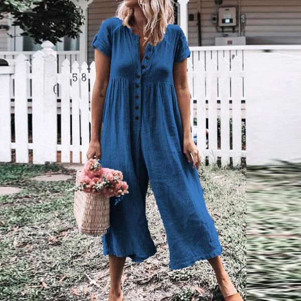 women's jumpsuits & rompers 2021 trendy loose solid color women fashion casual button short sleeve playsuit ropa mujer, Black;white
women's jumpsuits & rompers 2021 trendy loose solid color women fashion casual button short sleeve playsuit ropa mujer, Black;white