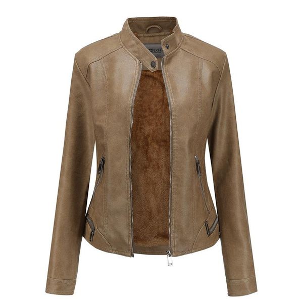 women's leather & faux pu jacket autumn winter female retro warm fleece leatherette zipper motorcycle coat, Black
women's leather & faux pu jacket autumn winter female retro warm fleece leatherette zipper motorcycle coat, Black