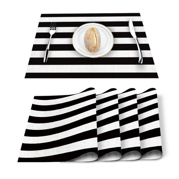 stripes black white simple pattern table mat kitchen decoration placemat table napkin for wedding dining accessories mat
stripes black white simple pattern table mat kitchen decoration placemat table napkin for wedding dining accessories mat
