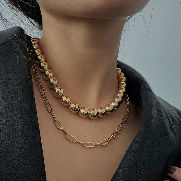simple accessories punk thick chain exaggerated hip hop style beads handmade necklace, Silver
simple accessories punk thick chain exaggerated hip hop style beads handmade necklace, Silver
