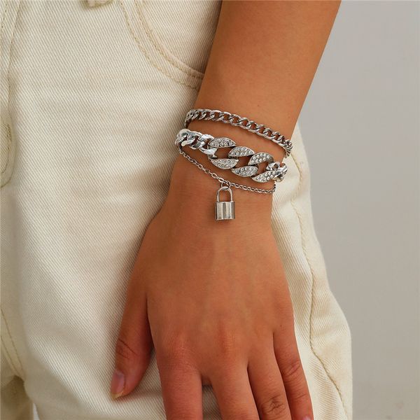 punk multilayer lock bracelets for women crystal fashion jewelry girls gift, Golden;silver
punk multilayer lock bracelets for women crystal fashion jewelry girls gift, Golden;silver