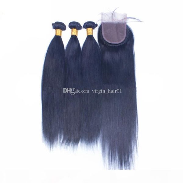 silky straight dark blue colored hair weft bundles with lace closure 4x4 blue color human hair weaves with closure 4pcs lot, Black;brown 
silky straight dark blue colored hair weft bundles with lace closure 4x4 blue color human hair weaves with closure 4pcs lot, Black;brown