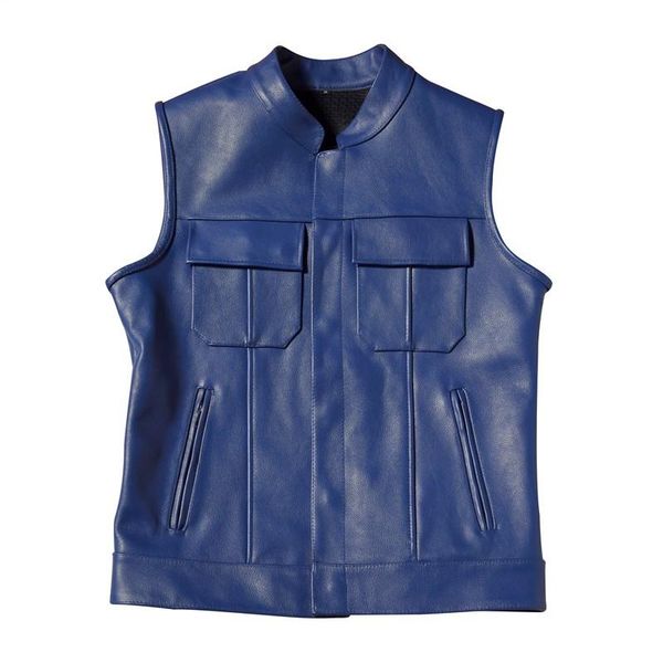 men's vests bonjean soa motorcycle biker leather vest blue zipper pocket mens genuine sleeveless jackets cowhide waistcoat m-2xl, Black;white
men's vests bonjean soa motorcycle biker leather vest blue zipper pocket mens genuine sleeveless jackets cowhide waistcoat m-2xl, Black;white
