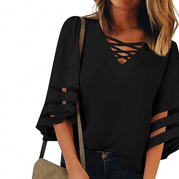 blouse 2021 new women fashion v neck mesh panel blouse 3 4 bell sleeve casual loose shirt for women clothes, White
blouse 2021 new women fashion v neck mesh panel blouse 3 4 bell sleeve casual loose shirt for women clothes, White