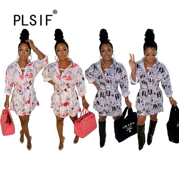 casual dresses summer style women mini spaper print shirt dress vestidos, Black;gray
casual dresses summer style women mini spaper print shirt dress vestidos, Black;gray