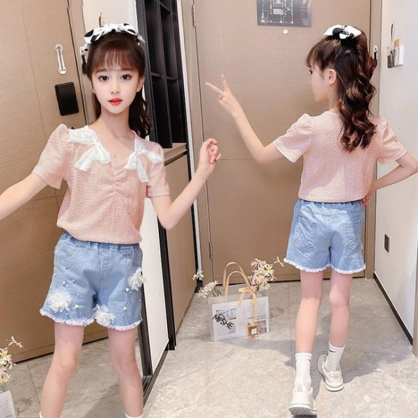 clothing sets teenager girls summer fashion puff sleeve shirt and cowboy shorts kids clothes set 3-14 year children, White
clothing sets teenager girls summer fashion puff sleeve shirt and cowboy shorts kids clothes set 3-14 year children, White