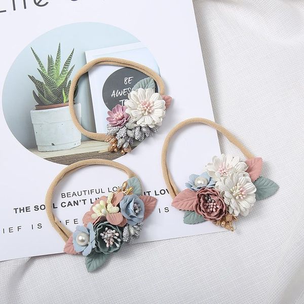 european and american children's hair accessories small fresh pearl flower headdress baby nylon headband, Slivery;white
european and american children's hair accessories small fresh pearl flower headdress baby nylon headband, Slivery;white