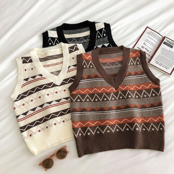 women's vests spring autumn casual sweet sweater women striped knitting edition loose sleeveless female vestido vest mori girl k055, Black;white
women's vests spring autumn casual sweet sweater women striped knitting edition loose sleeveless female vestido vest mori girl k055, Black;white