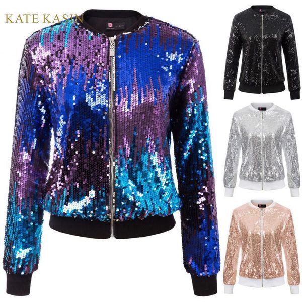 women's jackets kate kasin women sequin jacket coat long sleeve zipper sparkling lady casual outwear fashion glitter streetwear kc00009, Black;brown
women's jackets kate kasin women sequin jacket coat long sleeve zipper sparkling lady casual outwear fashion glitter streetwear kc00009, Black;brown