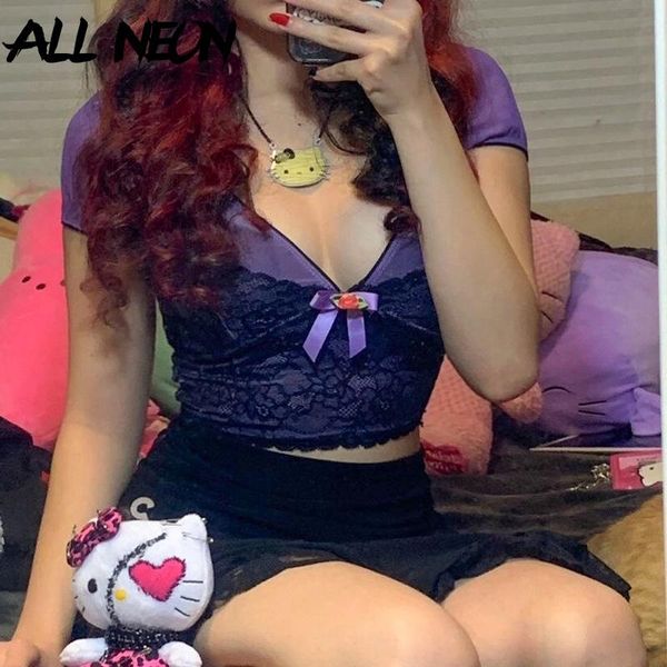 women's t-shirt allneon y2k aesthetics deep v-neck lace trim crop e-girl punk style patchwork short sleeve bow purple t-shirts vintage, White
women's t-shirt allneon y2k aesthetics deep v-neck lace trim crop e-girl punk style patchwork short sleeve bow purple t-shirts vintage, White