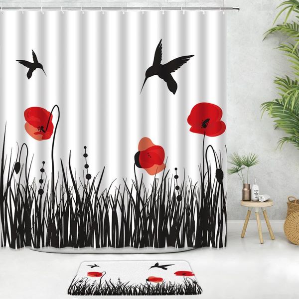 shower curtains red floral poppy flower curtain set bath mat plant bird watercolor printing home decor bathroom anti-slip carpet
shower curtains red floral poppy flower curtain set bath mat plant bird watercolor printing home decor bathroom anti-slip carpet