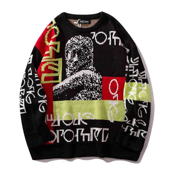 men's sweaters arrival embroidered hiphop long sleeve couple oversize ins knitted for men high street college style 3grv, White;black 
men's sweaters arrival embroidered hiphop long sleeve couple oversize ins knitted for men high street college style 3grv, White;black