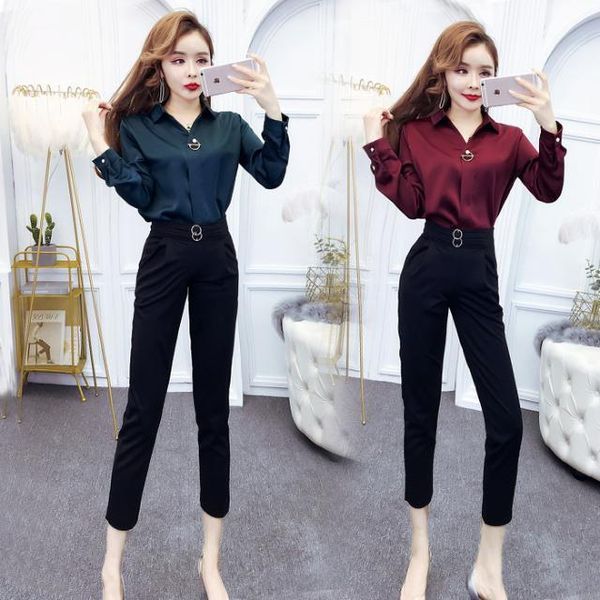 women's two piece pants women 2021 spring autumn fashion clothes set female long sleeve blouse + pant 2 ladies suit c302, White
women's two piece pants women 2021 spring autumn fashion clothes set female long sleeve blouse + pant 2 ladies suit c302, White