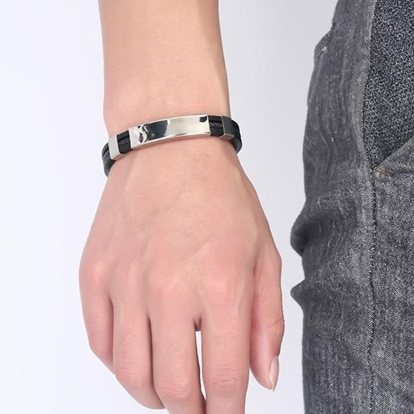 charm bracelets men's silicone rubber brands braided stainless steel inlay wristbrands spring clasp male accessories, Golden;silver
charm bracelets men's silicone rubber brands braided stainless steel inlay wristbrands spring clasp male accessories, Golden;silver