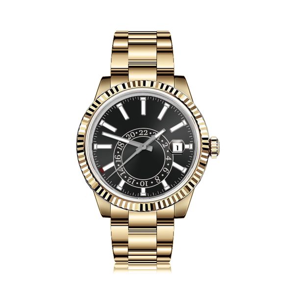 men's automatic mechanical watch luxury requin brand navigator gold stainless steel case m326938 black calendar dial sky fashion sports, Slivery;brown 
men's automatic mechanical watch luxury requin brand navigator gold stainless steel case m326938 black calendar dial sky fashion sports, Slivery;brown