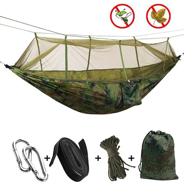 sleeping bags portable outdoor camping hammock with mosquito net high strength parachute fabric hanging bed hunting swing garden
sleeping bags portable outdoor camping hammock with mosquito net high strength parachute fabric hanging bed hunting swing garden