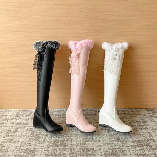 boots ochanmeb warm real fur lined over the knee high women lace band bow wedges heels long with zipper white shoes, Black
boots ochanmeb warm real fur lined over the knee high women lace band bow wedges heels long with zipper white shoes, Black