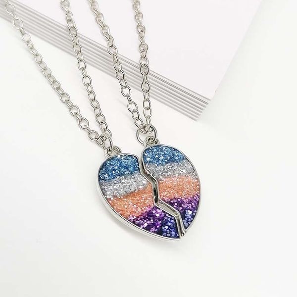pendant necklaces fashion good friend bff gradient color green onion powder dripping oil heartbreak love children's necklace set, Silver
pendant necklaces fashion good friend bff gradient color green onion powder dripping oil heartbreak love children's necklace set, Silver