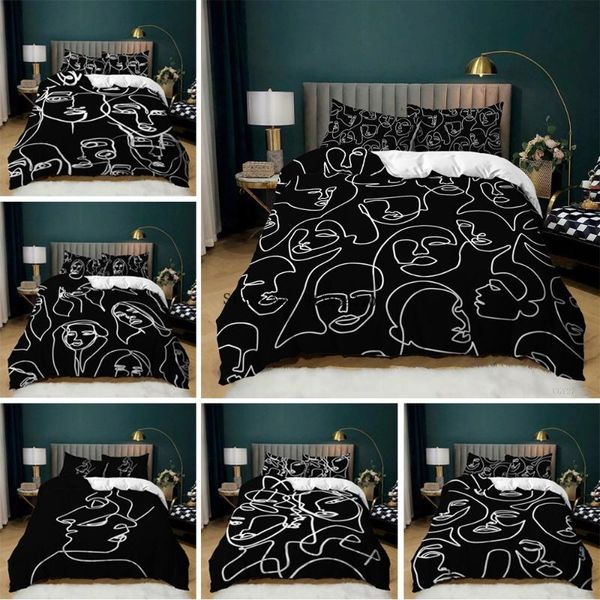 bedding sets women face 2/3 piece black white abstract lines duvet cover single double king size bedspread print bed
bedding sets women face 2/3 piece black white abstract lines duvet cover single double king size bedspread print bed