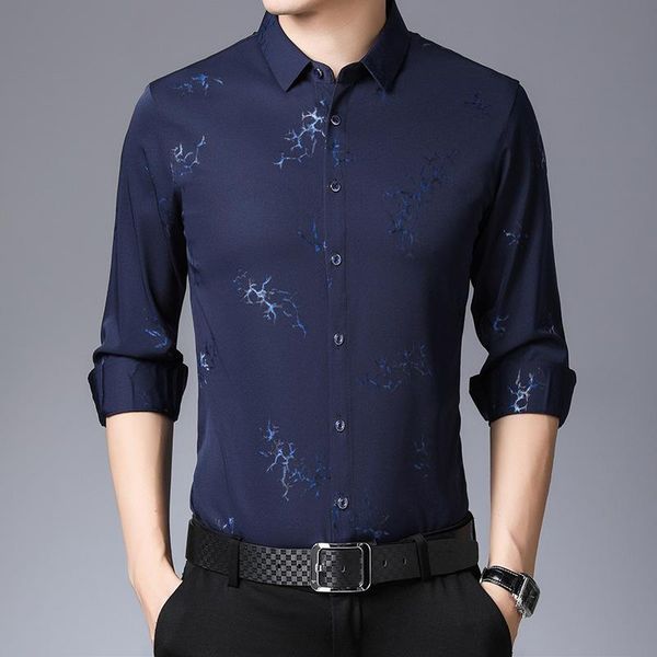 men's casual shirts high-quality luxury young and middle-aged long-sleeved bronzing printing for men, White;black
men's casual shirts high-quality luxury young and middle-aged long-sleeved bronzing printing for men, White;black
