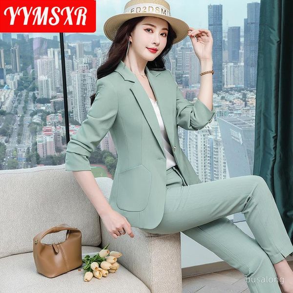 women's two piece pants autumn and winter high-quality office suit two-piece casual striped long-sleeved ladies jacket slim 9-point, White
women's two piece pants autumn and winter high-quality office suit two-piece casual striped long-sleeved ladies jacket slim 9-point, White