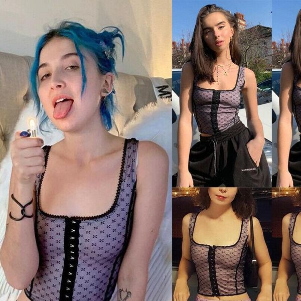 women mesh tanks net wave point bandage vest sleeveless ladies young girls summer dot crop clubwear new 2021, White
women mesh tanks net wave point bandage vest sleeveless ladies young girls summer dot crop clubwear new 2021, White