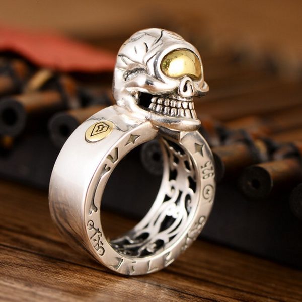 2021 new real s925 sterling sier jewelry retro domineering trendy men skull engraved inside man ring 80r1, Silver
2021 new real s925 sterling sier jewelry retro domineering trendy men skull engraved inside man ring 80r1, Silver